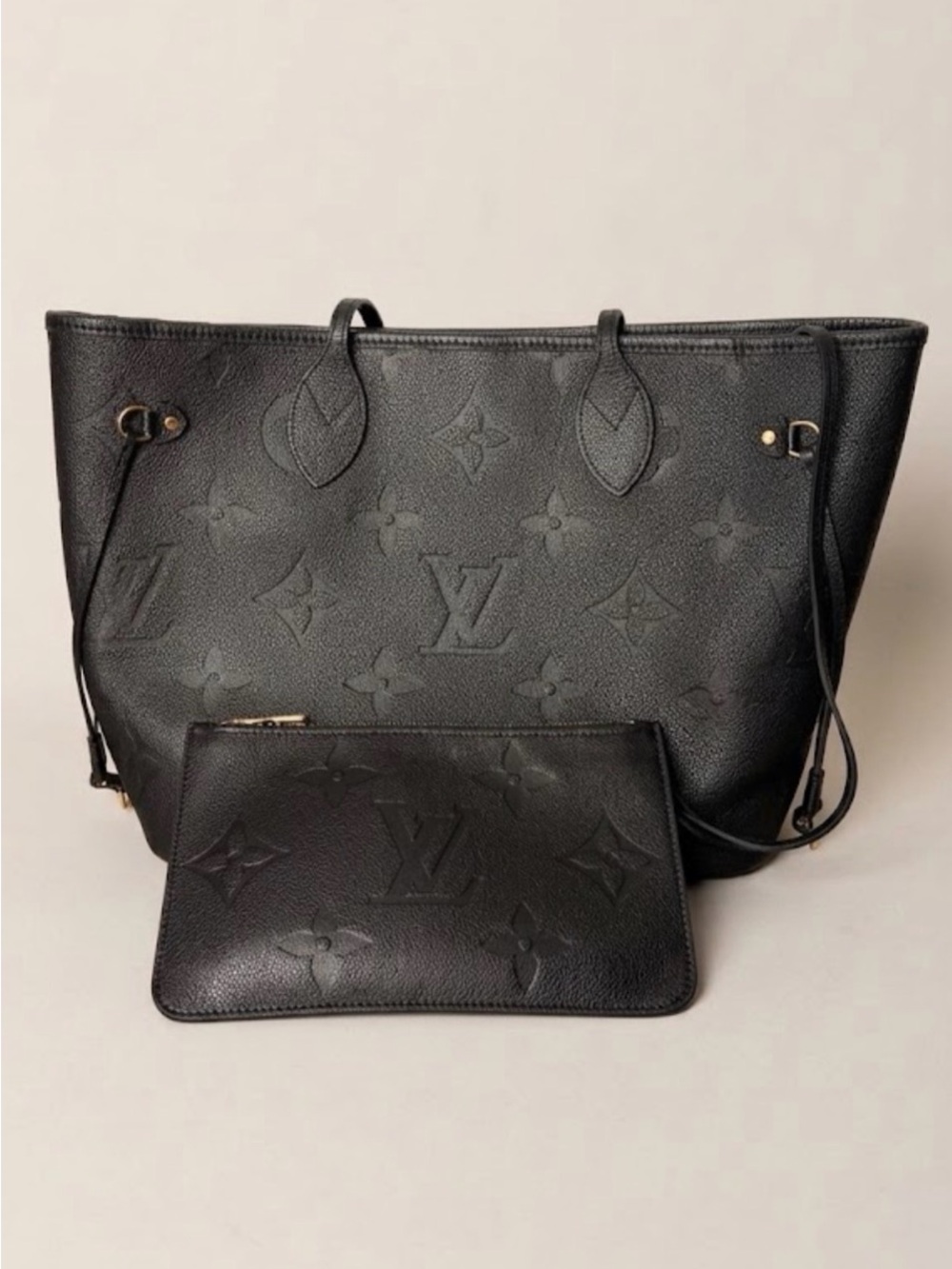 Louis Vuitton Black Monogram Empreinte Neverfull MM with Pouch